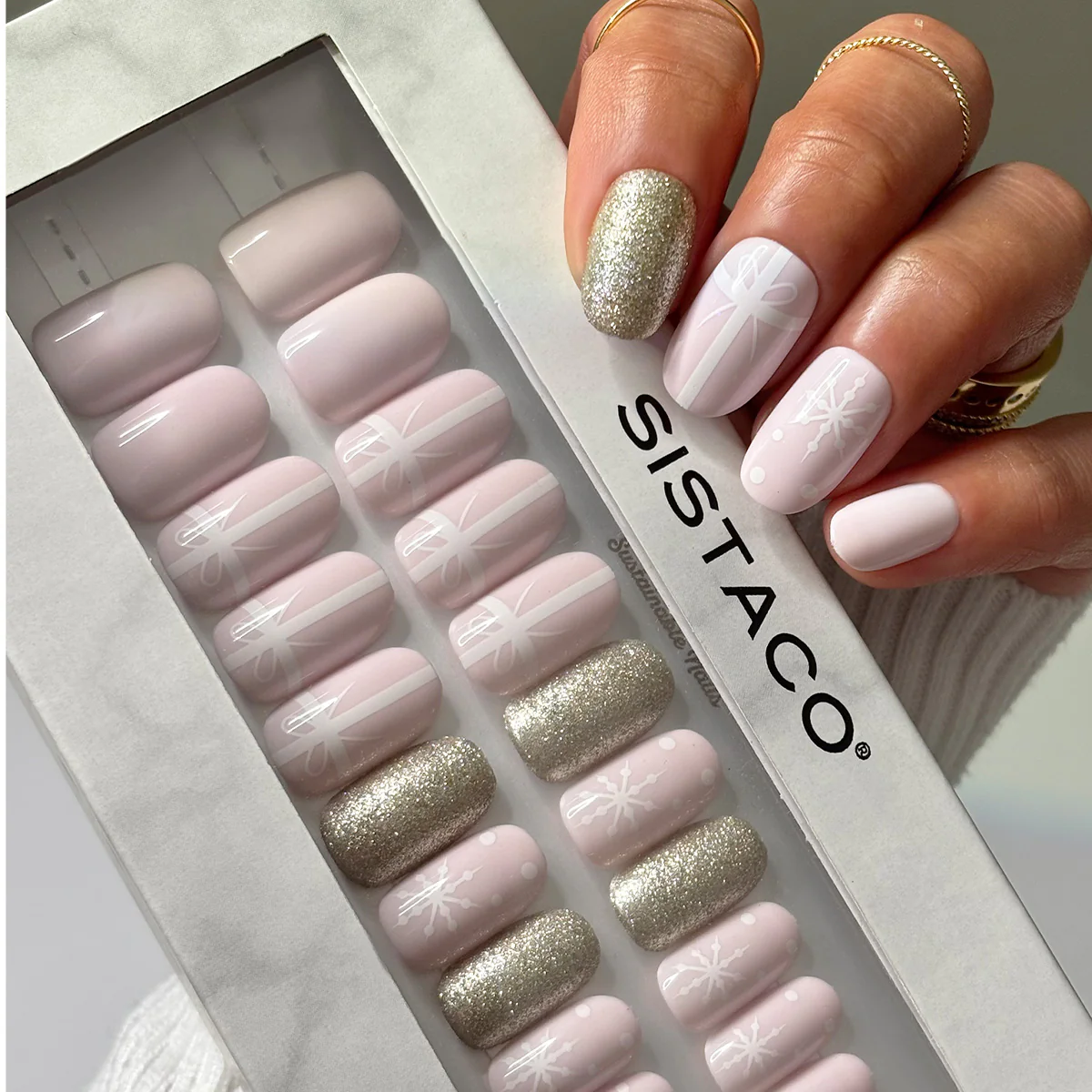 Frosted Cheer - Oval Sustainable Nails - Image 3