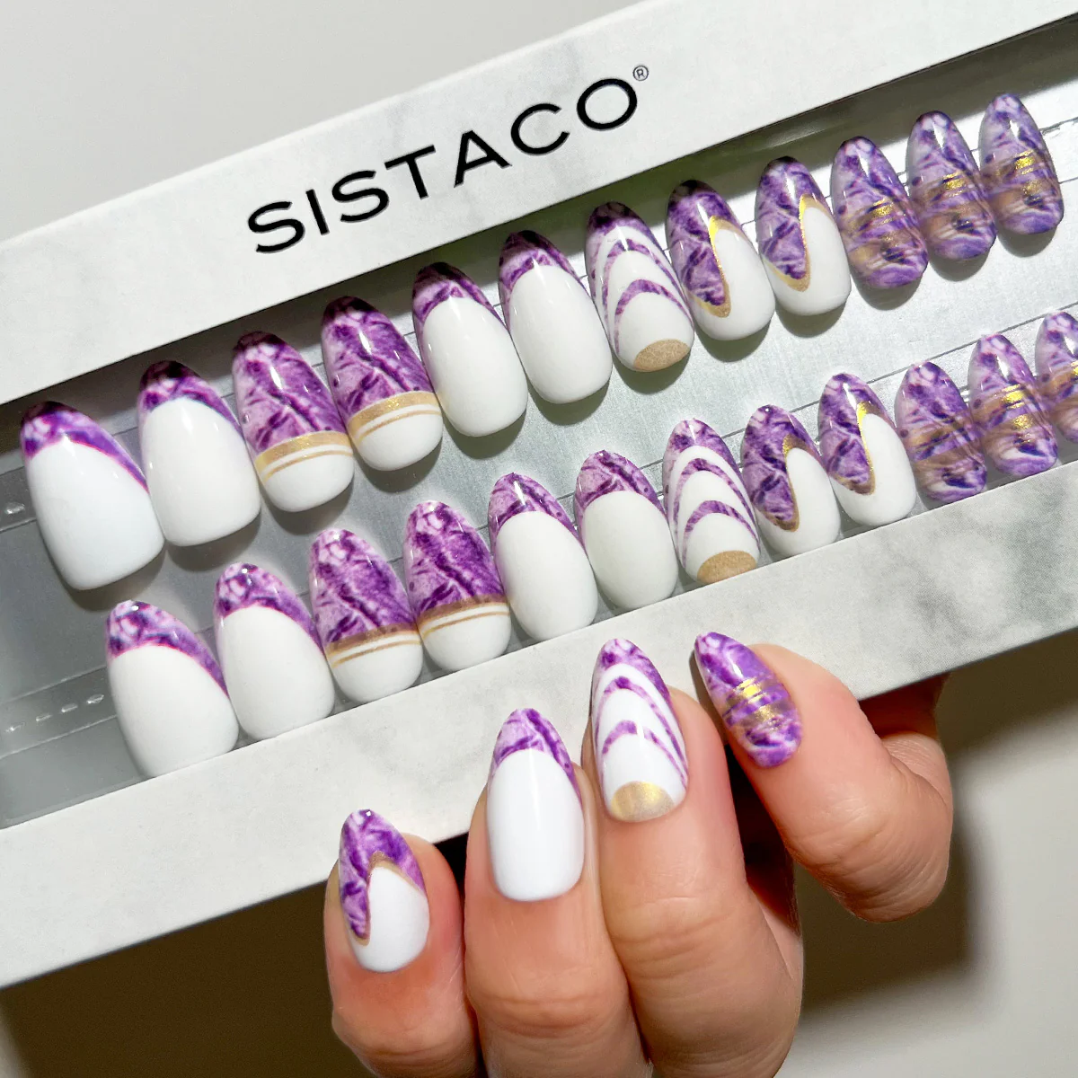 Lavender Strata - Almond Sustainable Nails - Image 3
