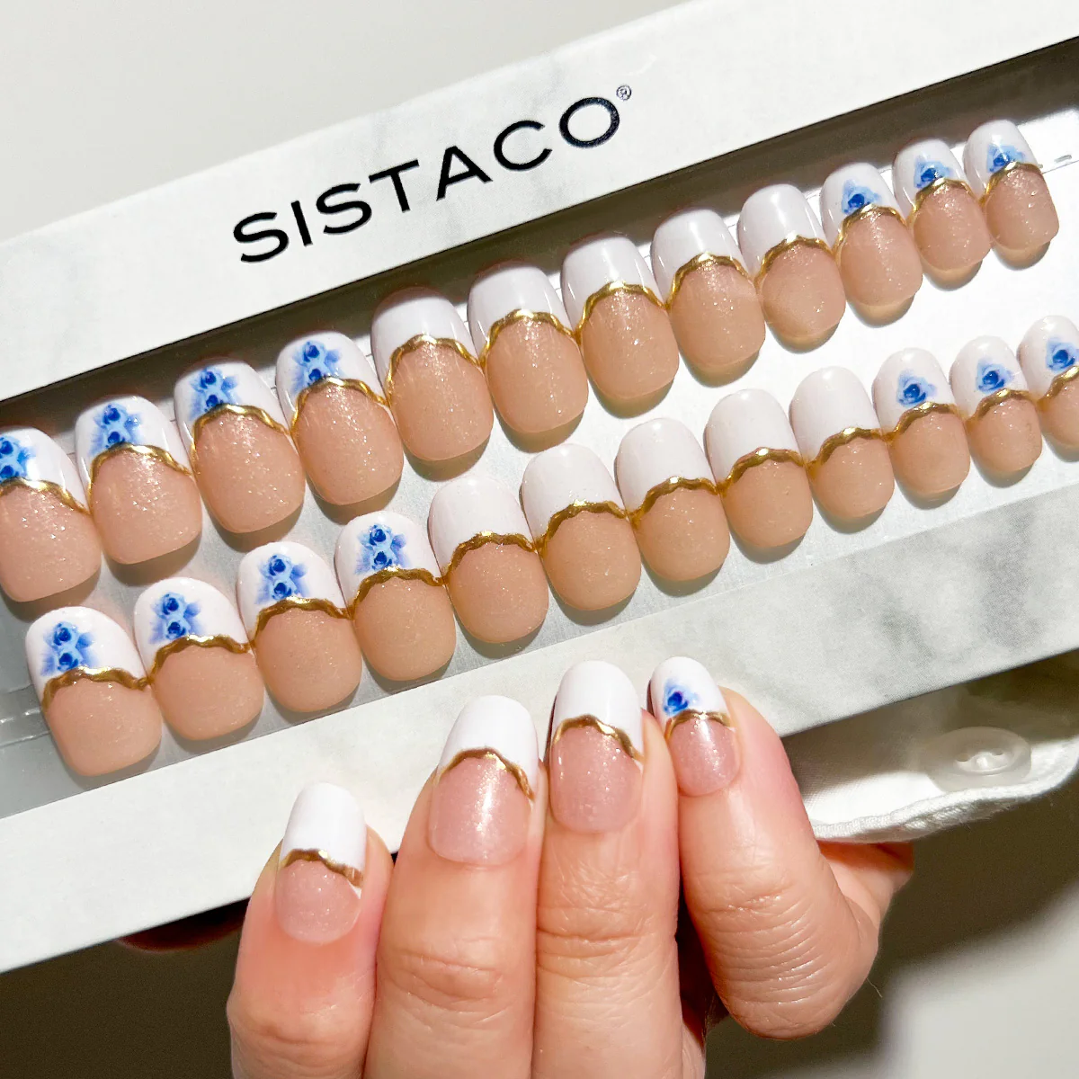Porcelain Bloom - Oval Sustainable Nails - Image 3