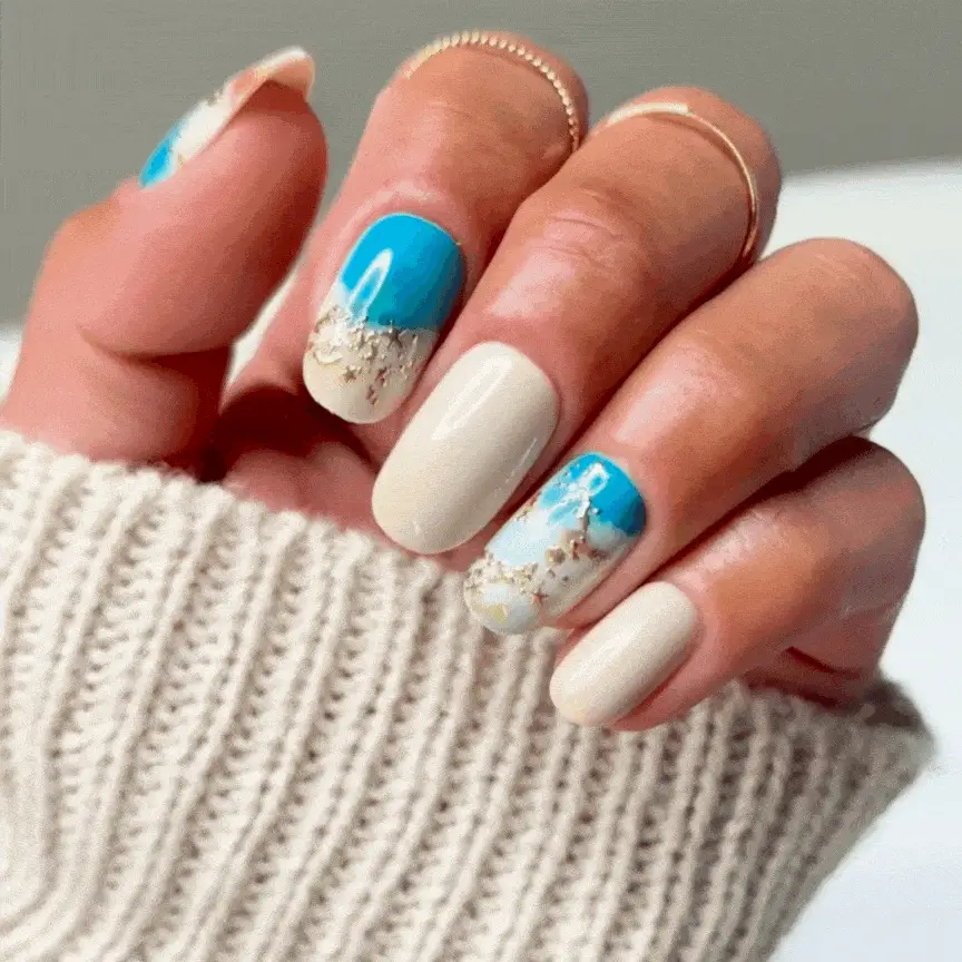 Sand and Sea - Oval Sustainable Nails - Image 2