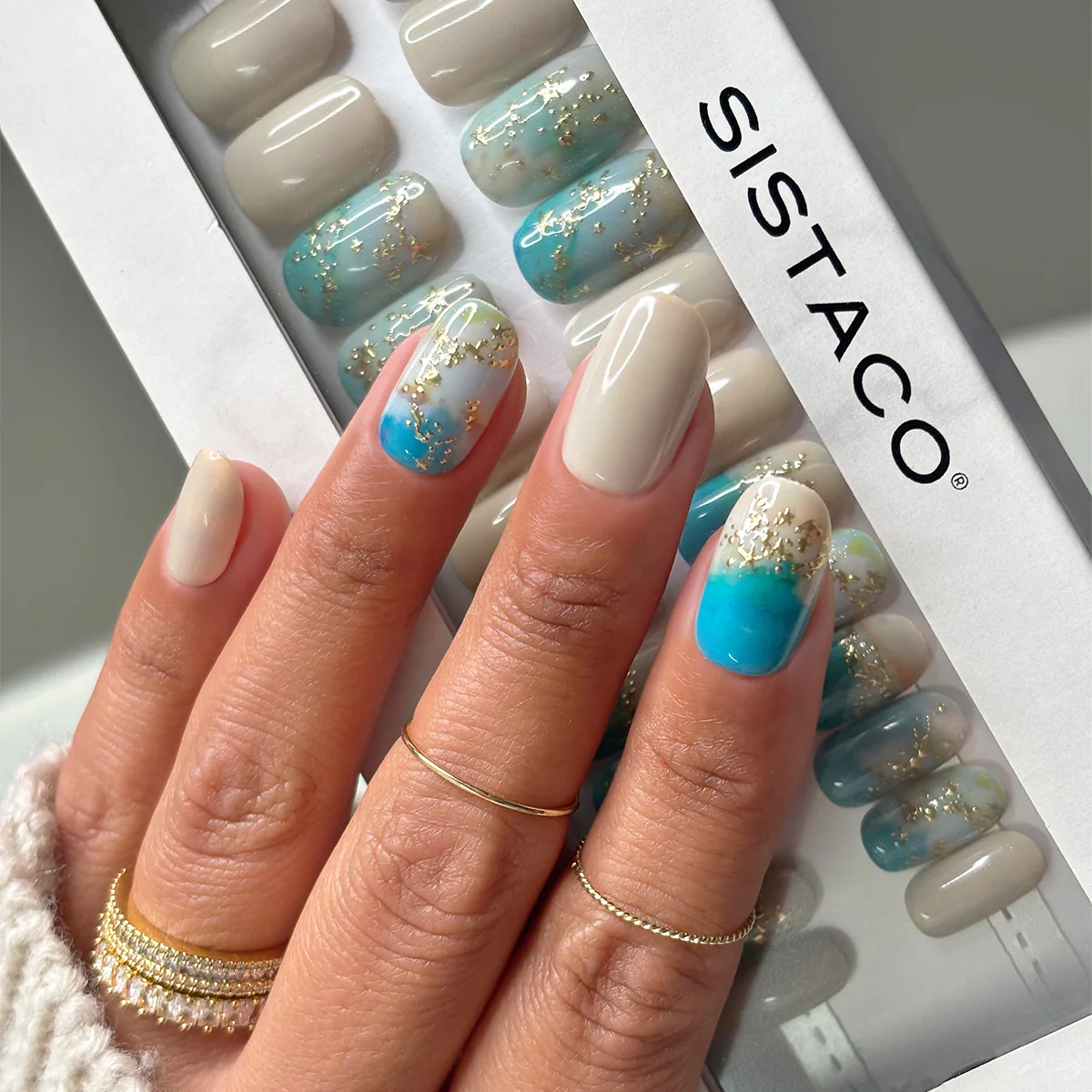 Sand and Sea - Oval Sustainable Nails - Image 3